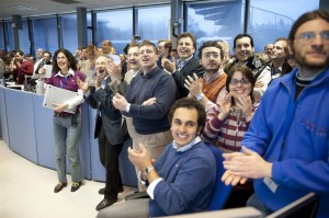 The communal joy of scientific discovery at CERN, in "Particle Fever"