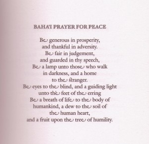 Dan Woo Bahai Prayer for Peace