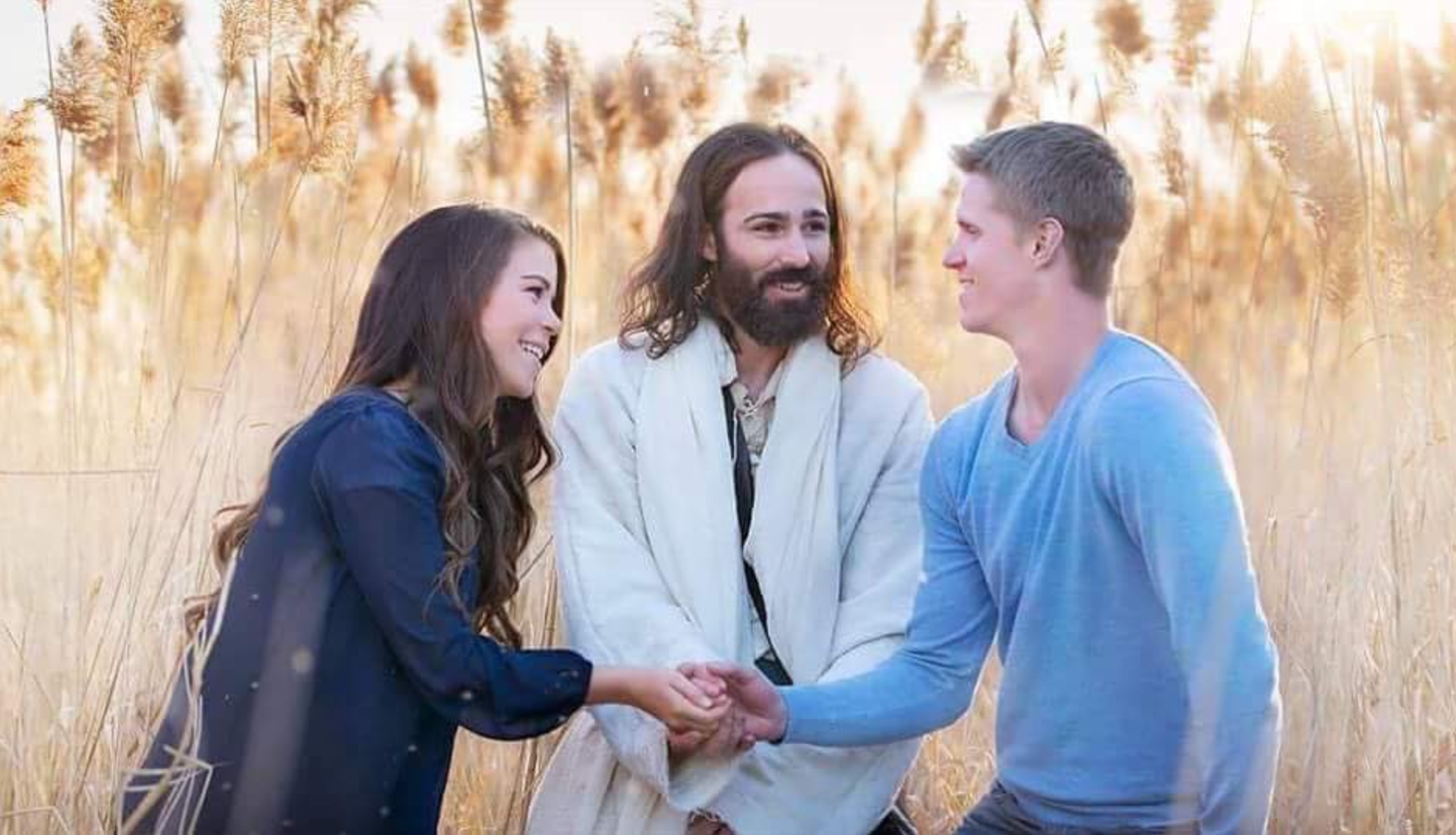 Viral Post Shows White Jesus Crashing Mormon Couple’s Engagement Photos