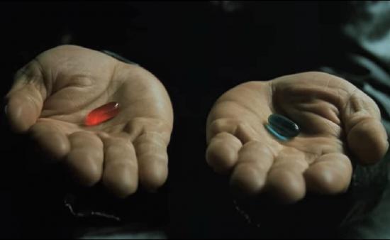 matrix red pill blue pill scene script