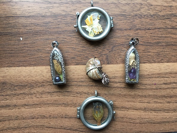 Reliquary Pendants, created and photographed by the author.