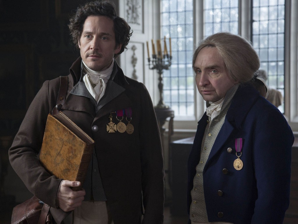 Bertie Carvel (left), as Strange, and Eddie Marsan (right), as Norrell in the 2015 BBC production of Jonathan Strange and Mr. Norrell. 