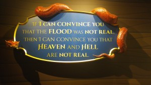 Alternatively the serpent, the ark, and Heaven and Hell are stories.