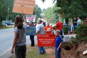 Protesters outside Greenville's Abortion Mill
