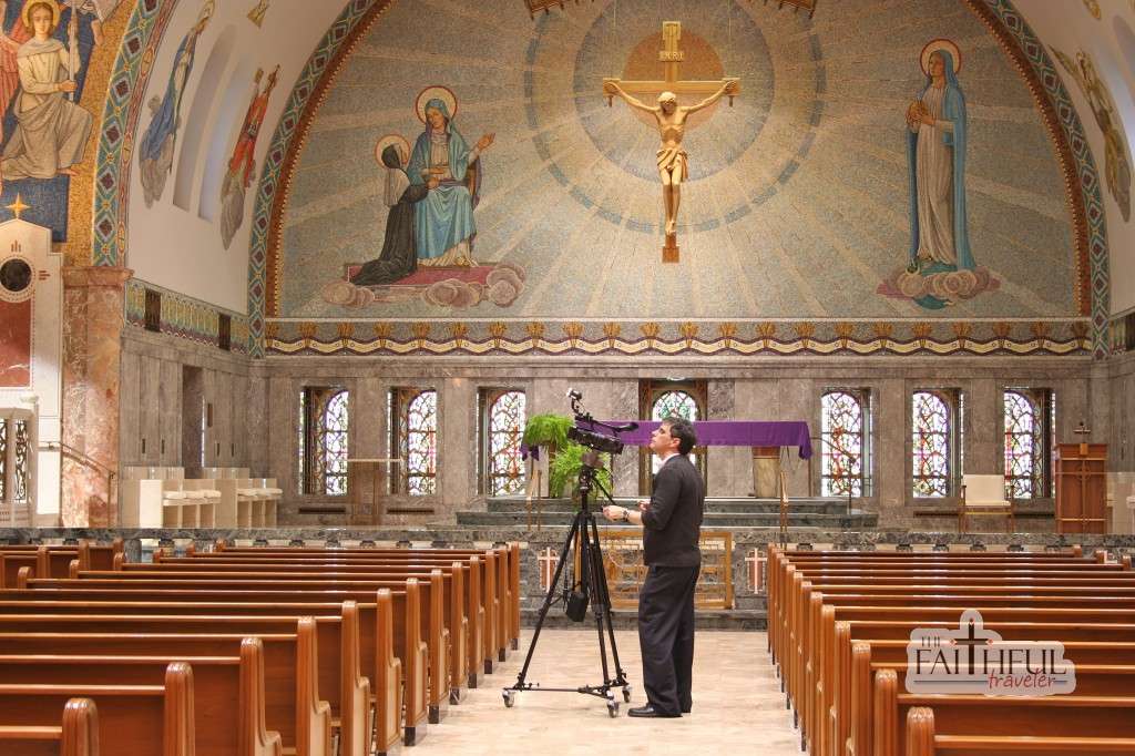 David filming the amazing church at the National Shrine of St Elizabeth Ann Seton in Emmitsburg, MD
