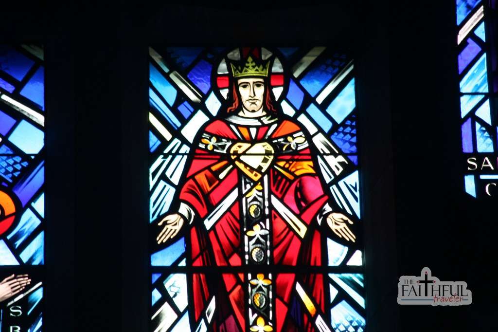 A beautiful stained glass window at the Cathedral of Mary Our Queen